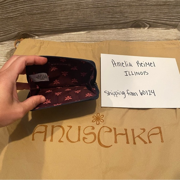 Anuschka Large Crossbody Satchel in Moonlit Peonies with Matching Wallet - Picture 5 of 15